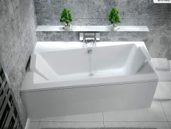 Baignoire asymétrique - 170 x 110 cm - Gauche - avec Habillage - Pieds - Vidage Chrome - INFINITY