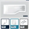 Baignoire asymétrique - 150 x 75 cm - Gauche - sans Habillage - avec Pieds - Pare Baignoire 3 Volets - Vidage Chrome - INTEGRA