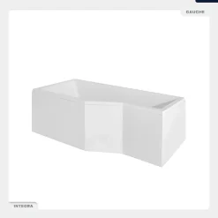 Baignoire asymétrique - 150 x 75 cm - Gauche - avec Tablier - Pieds - Vidage Chrome - INTEGRA