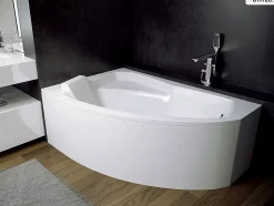 Baignoire asymétrique - 130 x 85 cm - Gauche - avec Habillage - Pieds - Vidage Chrome - RIMA