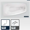 Baignoire asymétrique - 150 x 80 cm - Gauche - sans Habillage - avec Pieds - Vidage Chrome - LUNA