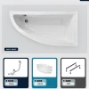 Baignoire asymétrique - 150 x 70 cm - Droite - avec Tablier - Pieds - Vidage Chrome - PRAKTIKA