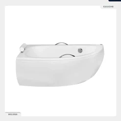 Baignoire asymétrique - 150 x 70 cm - Gauche - avec Habillage - Pieds - Poignées - Repose-tête - Vidage Chrome - MILENA PREMIUM
