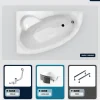 Baignoire asymétrique - 150 x 100 cm - Gauche - avec Habillage - Pieds - Vidage Chrome - NATALIA