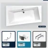 Baignoire asymétrique - 150 x 90 cm - Gauche - avec Habillage - Pieds - Vidage Chrome - INFINITY