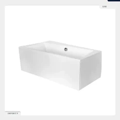 Baignoire asymétrique - 150 x 90 cm - Gauche - avec Habillage - Pieds - Vidage Chrome - INFINITY