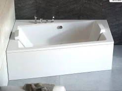 Baignoire asymétrique - 150 x 90 cm - Gauche - avec Habillage - Pieds - Vidage Chrome - INFINITY