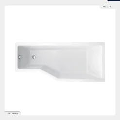 Baignoire asymétrique - 170 x 75 cm - Droite - avec Tablier - Pieds - Vidage Chrome - INTEGRA