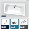 Baignoire asymétrique - 170 x 110 cm - Droite - avec Habillage - Pieds - Vidage Chrome - INFINITY