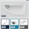 Baignoire asymétrique - 140 x 70 cm - Droite - avec Habillage - Pieds - Vidage Chrome - PRAKTIKA