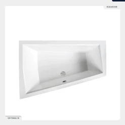 Baignoire asymétrique - 170 x 125 cm - Gauche - sans Habillage - avec Pieds - 2 Repose-têtes - Vidage Chrome - INTIMA DUO