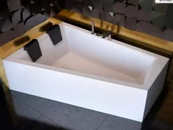 Baignoire asymétrique - 170 x 125 cm - Gauche - sans Habillage - avec Pieds - 2 Repose-têtes - Vidage Chrome - INTIMA DUO