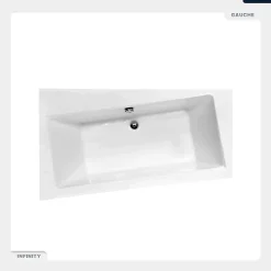 Baignoire asymétrique - 150 x 90 cm - Gauche - sans Habillage - avec Pieds - Vidage Chrome - INFINITY