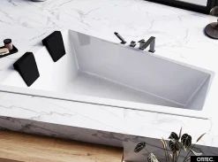 Baignoire Asymétrique à Encastrer - 170 x 125 cm - GAUCHE - INTIMA DUO SLIM - 2 REPOSE-TÊTES OFFERTS