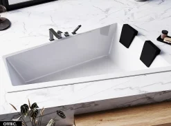 Baignoire Asymétrique à Encastrer - 180 x 125 cm - DROITE - INTIMA DUO SLIM - 2 REPOSE-TÊTES OFFERTS