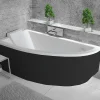 Baignoire asymétrique + tablier noir + repose tête - PRAKTIKA - 150 x 70 cm - Gauche