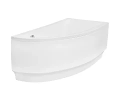 Baignoire asymétrique + tablier noir + repose tête - PRAKTIKA - 150 x 70 cm - Gauche