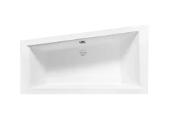 Baignoire asymétrique + tablier noir + repose tête - INTIMA - 150 x 85 cm - Droite