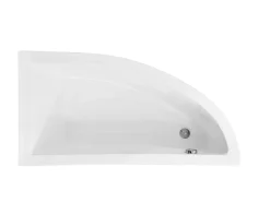 Baignoire asymétrique + tablier blanc + repose tête - PRAKTIKA - 140 x 70 cm - Gauche