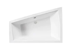 Baignoire asymétrique + tablier blanc + repose tête - INTIMA DUO - 180 cm x 125 cm - Droite