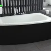 Baignoire asymétrique + tablier noir + repose tête - LUNA - 150 x 80 cm - Droite