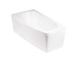 Baignoire asymétrique + tablier noir + repose tête - LUNA - 150 x 80 cm - Droite