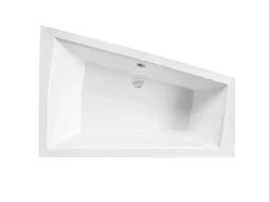Baignoire asymétrique + tablier blanc + repose tête - INTIMA DUO - 180 cm x 125 cm - Gauche