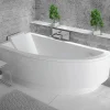 Baignoire asymétrique + tablier blanc + repose tête - PRAKTIKA - 150 x 70 cm - Gauche
