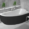 Baignoire asymétrique + tablier noir + repose tête - PRAKTIKA - 150 x 70 cm - Droite