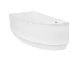 Baignoire asymétrique + tablier noir + repose tête - PRAKTIKA - 150 x 70 cm - Droite