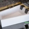 Baignoire asymétrique + tablier blanc + repose tête - INTIMA DUO - 170 x 125 cm - Droite