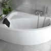 Baignoire asymétrique 140 x 90 Gauche RIMA acrylique blanc, sans Habillage + Repose Tête + Pieds + Vidage à chromé