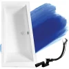 Baignoire asymétrique 160 x 90 Gauche INTIMA SLIM acrylique blanc, sans Habillage + Pieds + Vidage à chromé
