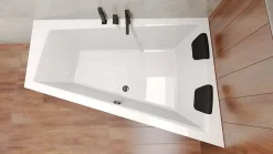 Baignoire asymétrique 170 x 125 Droite INTIMA acrylique blanc, sans Habillage + Repose Tête + Pieds + Vidage à chromé