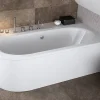 Baignoire asymétrique 160 x 75 Droite AVITA acrylique blanc + avec Tablier + Pieds + Vidage à chromé