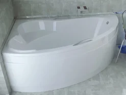 Baignoire asymétrique 160 x 100 Gauche ADA acrylique blanc + Habillage en polystyrène + Pieds + Vidage à chromé