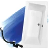 Baignoire asymétrique 150 x 90 Droite INFINITY acrylique blanc, sans Habillage + Pieds + Vidage à chromé
