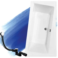 Baignoire asymétrique 150 x 90 Droite INFINITY acrylique blanc, sans Habillage + Pieds + Vidage à chromé