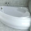 Baignoire asymétrique 140 x 95 Droite FINEZJA acrylique blanc + avec Tablier + Pieds + Vidage à chromé