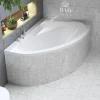 Baignoire asymétrique 150 x 100 Droite MAREA acrylique blanc + Habillage en polystyrène + Pieds + Vidage à chromé