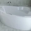 Baignoire asymétrique 140 x 90 Droite ADA acrylique blanc, sans Habillage + Poignées + Pieds + Vidage à chromé