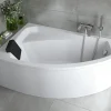 Baignoire asymétrique 160 x 100 Gauche RIMA acrylique blanc + avec Tablier + Repose Tête + Pieds + Vidage à chromé