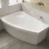 Baignoire asymétrique 160 x 105 Gauche FRIDA acrylique blanc + avec Tablier + Pieds + Vidage à chromé