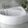 Baignoire asymétrique 130 x 85 Droite RIMA acrylique blanc + avec Tablier + Pieds + Vidage à chromé