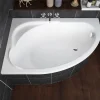 Baignoire asymétrique 130 x 85 Gauche STANDARD acrylique blanc + Habillage en polystyrène + Pieds + Vidage à chromé