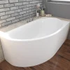 Baignoire asymétrique 140 x 70 Droite MIKI acrylique blanc + avec Tablier + Pieds + Vidage à chromé