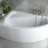 Baignoire asymétrique 130 x 85 Gauche RIMA acrylique blanc + avec Tablier + Pieds + Vidage à chromé