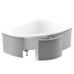 Baignoire asymétrique 170 x 75 Droite INTEGRA acrylique blanc + Habillage en polystyrène + Écran + Pieds + Vidage à chromé