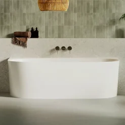 Baignoire asymétrique 180 x 86 x 80 cm Blanc Mat en minéral composite - Mod. FROSK sans Trop Plein