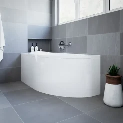 Baignoire asymétrique 140 x 70 Gauche MIKI acrylique blanc, sans Habillage + Pieds + Vidage à chromé